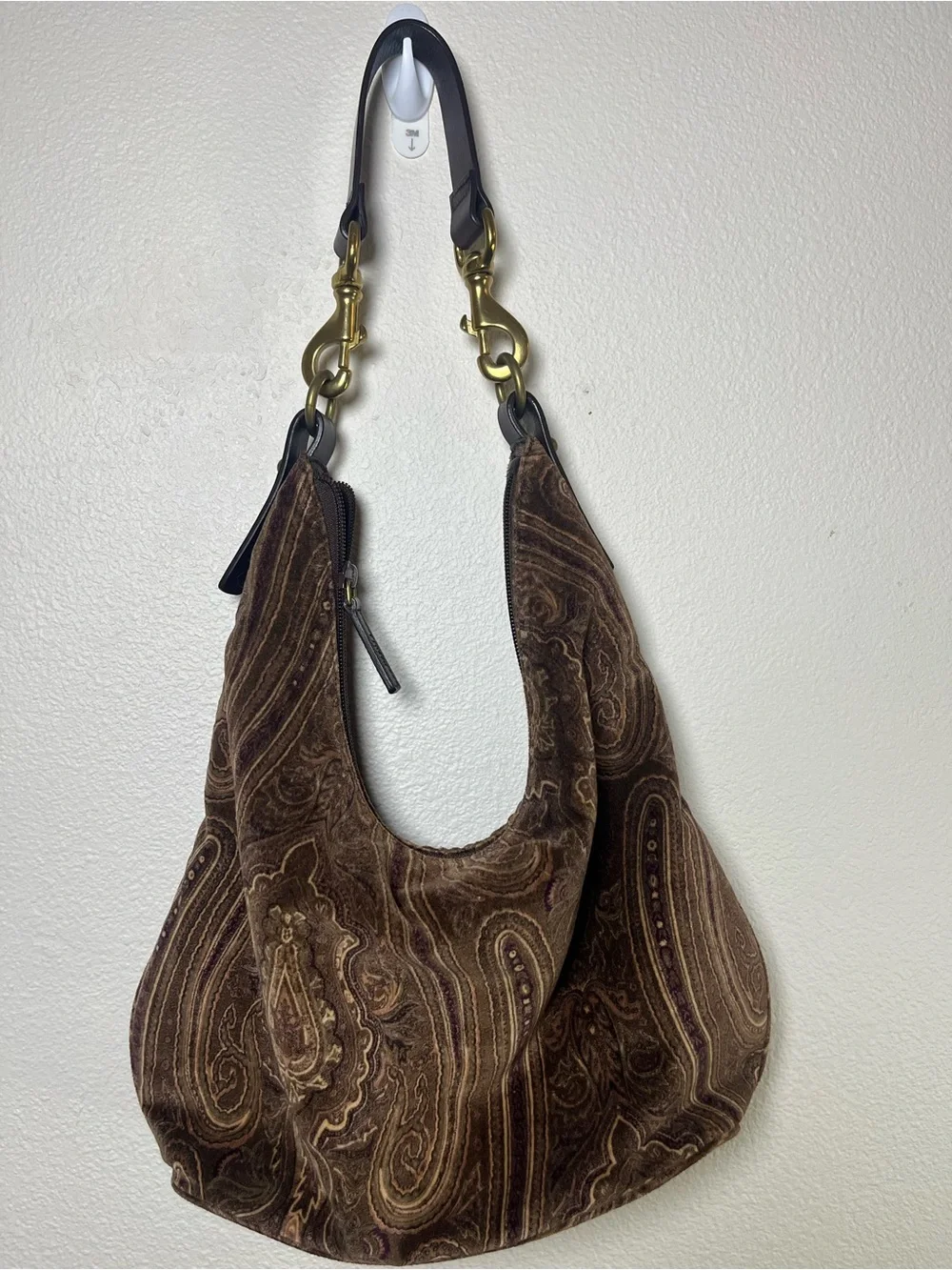 Lauren Ralph Lauren Brown Paisley Hobo Bag
